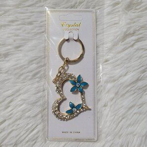 Crystal Collection Floral Heart Keychain